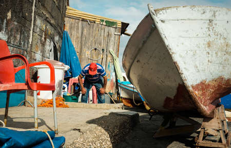 fisherman in Naplesのeditorial素材