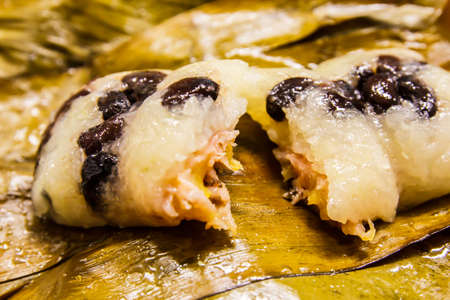 Sticky Rice and bananasの写真素材