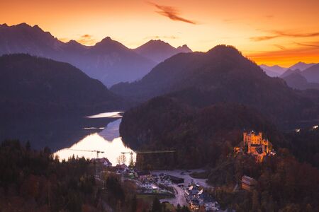 Alpsee, Europe, Germany, Bavaria, southwest Bavaria, Fussen, Schwangauの写真素材