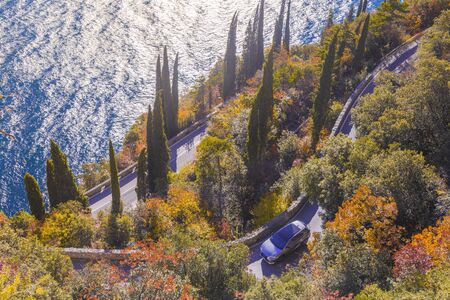 Gardesana Occidentale scenic route, Garda Lake, Brescia province, Lombardy, Italyのeditorial素材