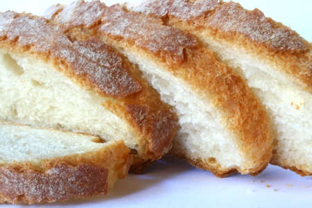 image of four bread slices isolated on white 