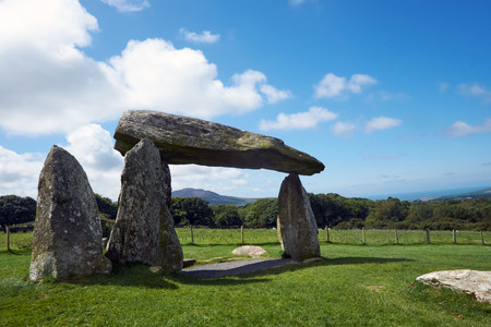 Ifan Burial Chamber Pentre Preseli hills Pembrokeshire Walesの写真素材