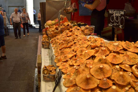 The Mercat de Sant Josep La Boqueria it's one of the most emblematic markets in Barcelona, Catalonia. Placed in the Ciutat Vella district is visited very year by tourists from all over the world. 5th of October 2017のeditorial素材