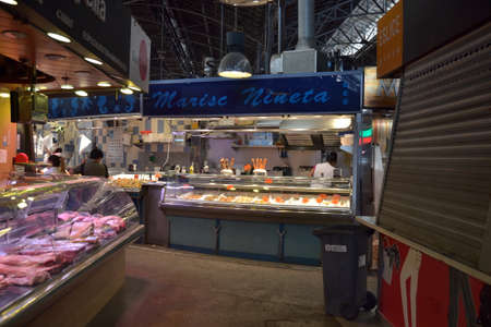 The Mercat de Sant Josep La Boqueria it's one of the most emblematic markets in Barcelona, Catalonia. Placed in the Ciutat Vella district is visited very year by tourists from all over the world. 5th of October 2017のeditorial素材