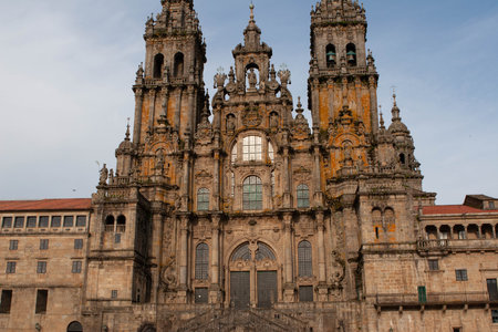 Overall view of the church in Santiago de Compostelaの写真素材
