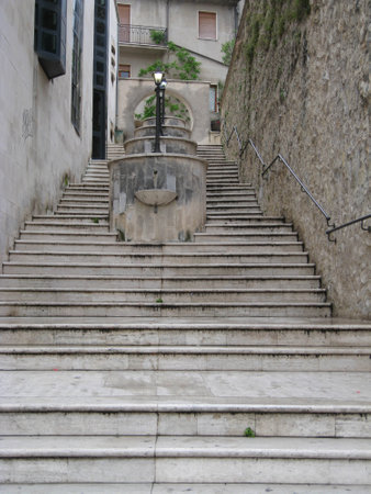 Old stairs in a little town in Italyの写真素材