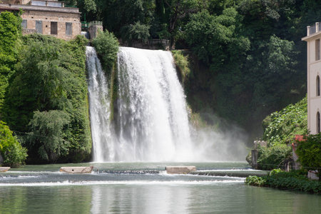 Beautiful waterfall during daylightの写真素材