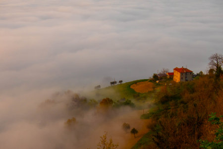 Fog in Atri Abruzzo Italyの写真素材