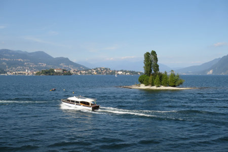 Lake Maggiore seen from a boatの写真素材