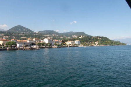Lake Maggiore seen from a boatの写真素材