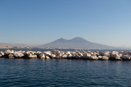 Vesuvium seen from the seasideの写真素材