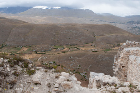 Rocca Calascio ruins in Abruzzoの写真素材