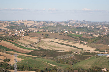 Landscape of hills in the center of Italyの写真素材
