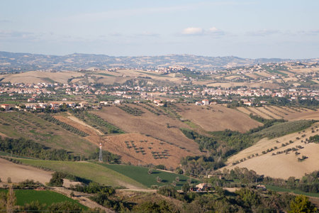 Landscape of hills in the center of Italyの写真素材
