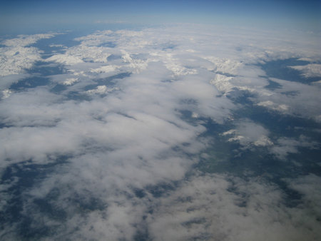 Landscape shot from an airplaneの写真素材