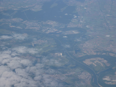 Landscape shot from an airplaneの写真素材