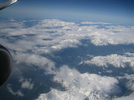 Landscape shot from an airplaneの写真素材