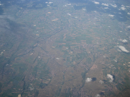 Landscape shot from an airplaneの写真素材