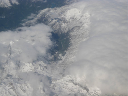 Landscape shot from an airplaneの写真素材