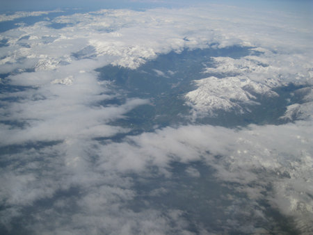 Landscape shot from an airplaneの写真素材