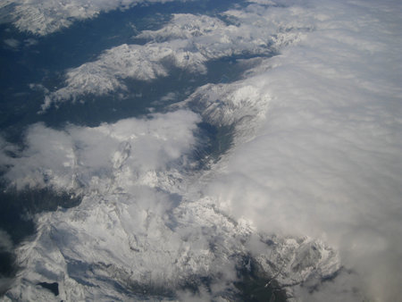 Landscape shot from an airplaneの写真素材