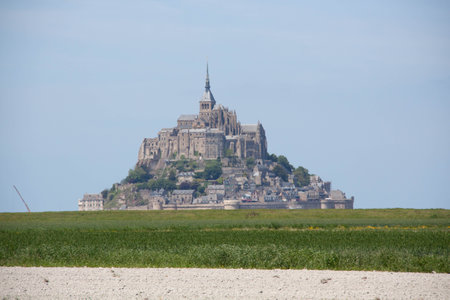 Mont Saint Michel shot during a sunny dayの写真素材