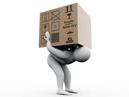 3d man with cardboxの写真素材