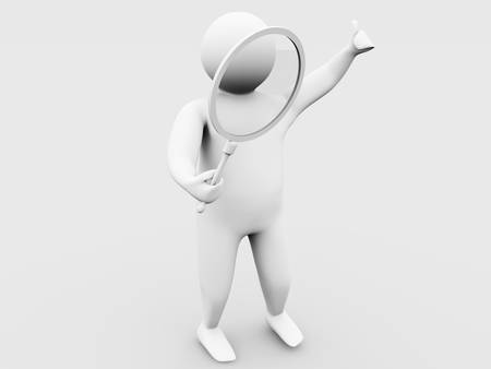 3d man with a big magnifierの写真素材