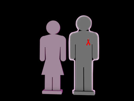 hiv positive silhouette isolated on black backgroundの写真素材