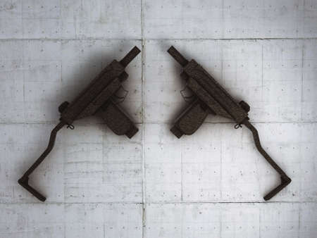 uzi on concrete floor 
