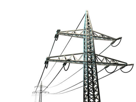 electricity pylon isolated on white background