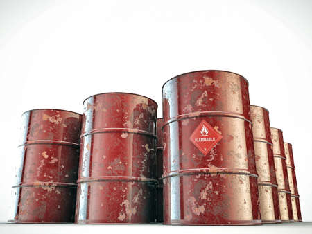 flammable barrels isolated on white backgroundの写真素材