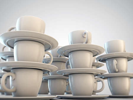 coffee cups isolated on white backgroundの写真素材