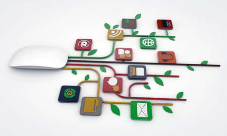 mouse connections isolated on white backgroundの写真素材