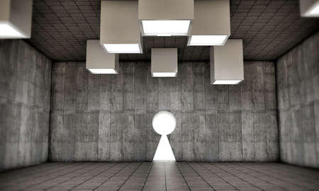 keygate in empty concrete room  