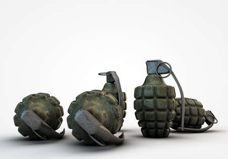 grenades on the floor isolated on white background