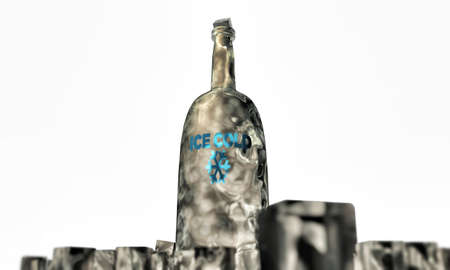 cold bottle made with pure iceの写真素材