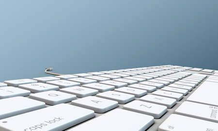 keyboard isolated on blue backgroundのeditorial素材
