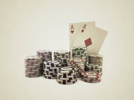 poker stuff on white backgroundの写真素材