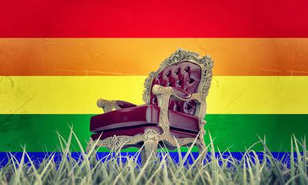 regal armchair with  pride flag on background