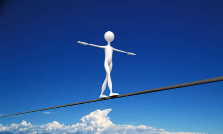 tightrope walker in the skyの写真素材