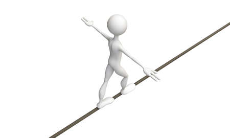 tightrope walker isolated on white background