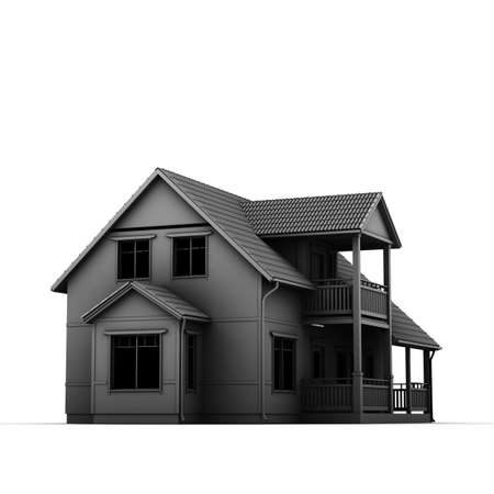colonial house isolated on white backgroundの写真素材