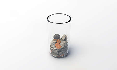 us dollars in a glass isolated on white background