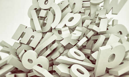 letters falling isolated on white backgroundの写真素材