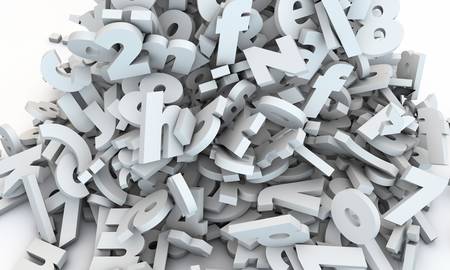 letters falling isolated on white backgroundの写真素材