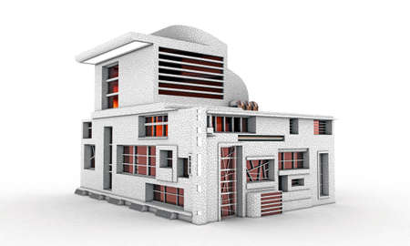 modern house isolated on white backgroundの写真素材