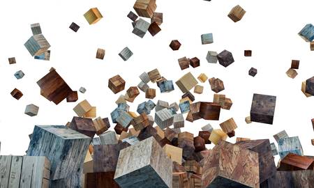 wooden cubes isolated on white backgroundの写真素材