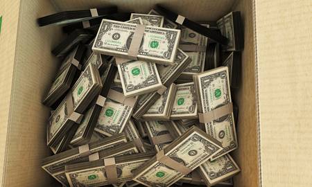 dollars in a boxの写真素材