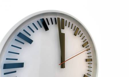 white modern clock isolated on white background